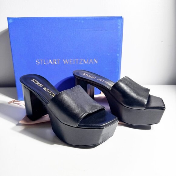 NWT Stuart Weitzman Squarehigh Black Platform Heels size 7 - Picture 1 of 9